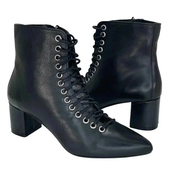 Archive Jane Black Leather Womens Booties Size 6.5N - Picture 8 of 9